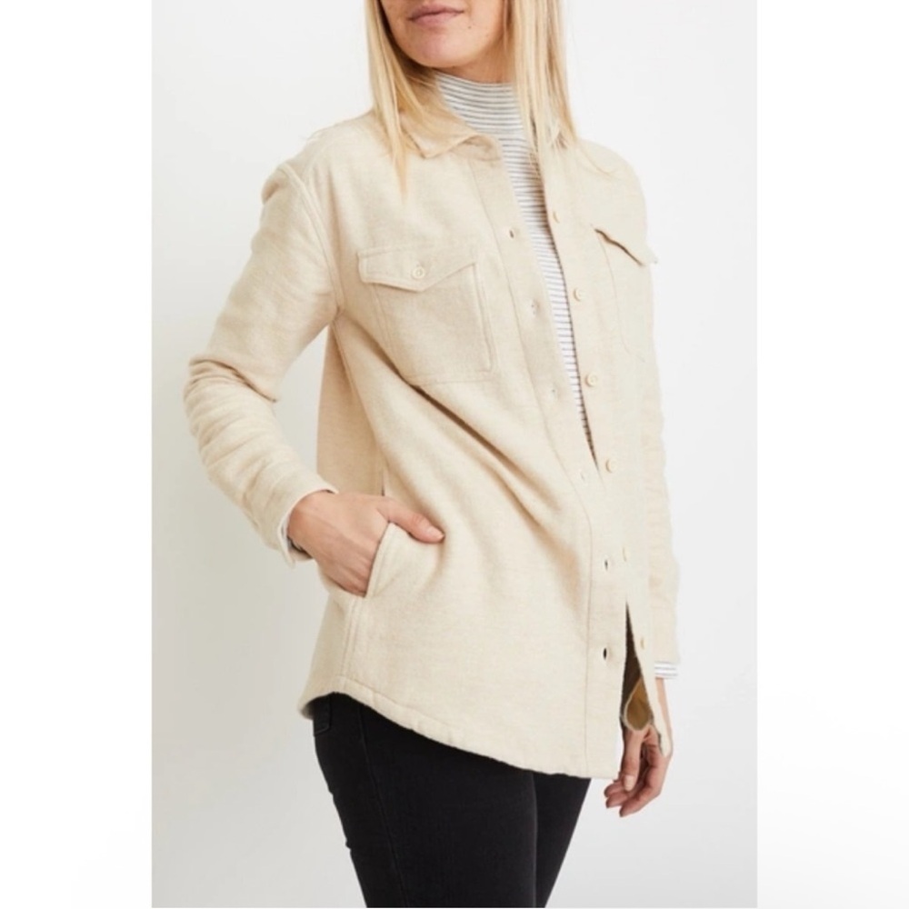 Marine Layer Kimber Overshirt Jacket Antique White Cream Button Down Size Small